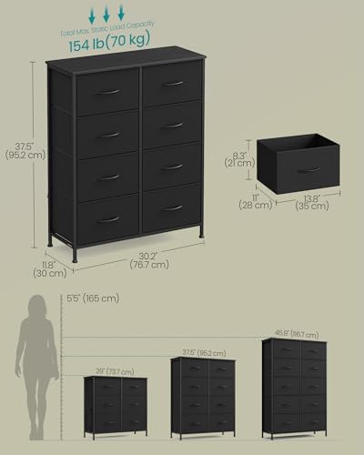 SONGMICS Dresser for Bedroom, Tall Dresser with 8 Fabric Drawers