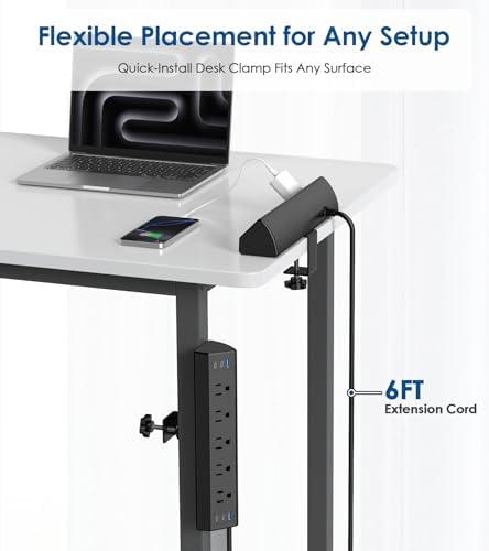 Jgstkcity Desk Clamp Power Strip USB C,40W Total Fast Charging Station,4 PD 20W USB C Ports,Desk Edge Mount Surge Protector,5 Outlets,Fit 1.96" Tabletop Edge,ETL Listed (Pack of 15)