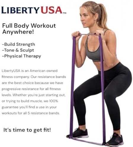 LibertyUSA Resistance Bands, Pull Up Assist Bands - Workout Bands for Strength Training, Exercise, Stretching, Physical Therapy, Fitness for Men & Women
