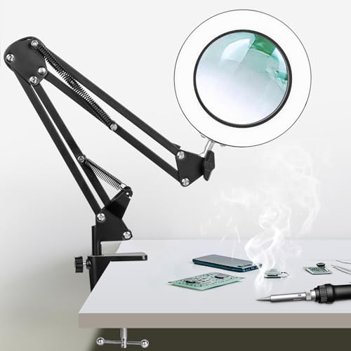 KIRKAS Magnifying Glass with Light and Stand, 12X 20in Clamp