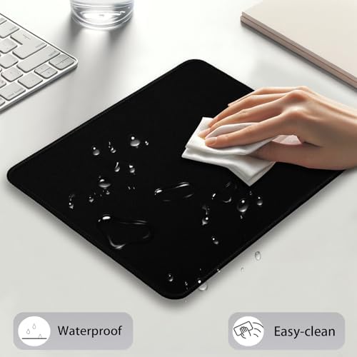 Black Office/Gaming Mouse Pad, 10.2 x 8.2 Inches Cute Stitched Desk Mat