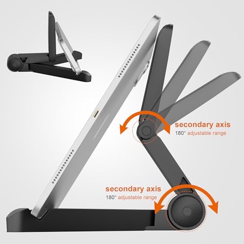 FoldableTablet Phone Stand Holder Portable Monitor Light Weight,iPad for Desk Adjustable Height,Compact Design, Travel Easy Storage, Compatible with MosTablets Kindle Fire and Smart Phones
