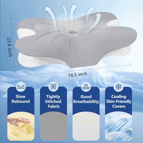 Cervical Neck Pillow for Neck Pain Relief & Sleeping, Memory Foam Orthopedic Pillow, Ergonomic Contour Neck Support Pillow for Side, Back, Stomach Sleepers
