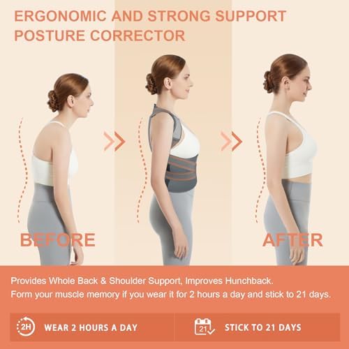 AIDY-PRO Full Back Brace Posture Corrector for Men And Women, Upper Back Support Brace Straightener Adjustable Shoulder Posture Corrector for Women Neck Hump, Hunchback, Thoracic, Spine Correctors M
