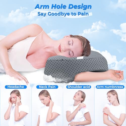Side Sleeper Pillow with Arm Hole, Shoulder Relief System for Rotator Cuff