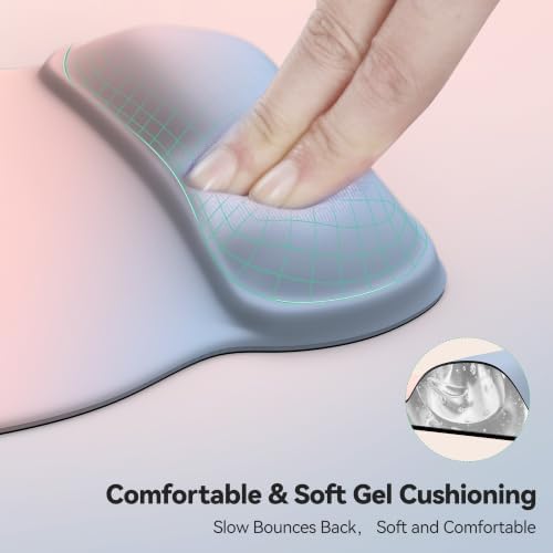 TECKNET Gel Ergonomic Mouse Pad with Wrist Rest, Non-Slip PU Base, Rainbow