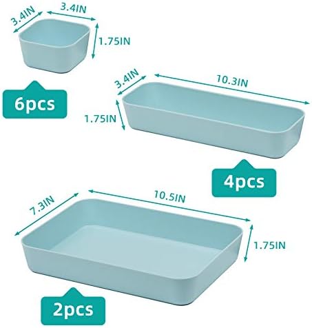 Color Plastic Desk Drawer Organizers For Makeup Bathroom Office Kitchen Vanity Drawer Storage Box Container Set Of 12 Blue