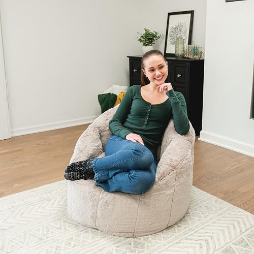Big Joe Milano Bean Bag Chair for Kids, Teens, Adults, Ultra-Soft Taupe Plushie Polyester Blend, Lightweight Seat for Reading Nook and Gaming, 2.5 Foot Refillable