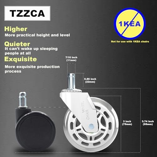 Office Chair Wheels Replacement Rubber Chair Casters Heavy Duty
