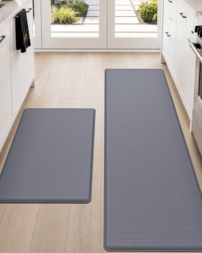 DEXI Kitchen Floor Mats Cushioned Anti Fatigue Runner, 17x29+17x59 Grey