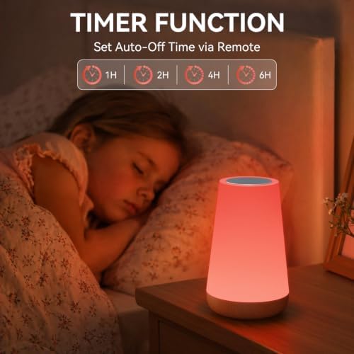 Auxmir Rechargeable Night Light, Touch Table Lamp with Remote, Light Brown