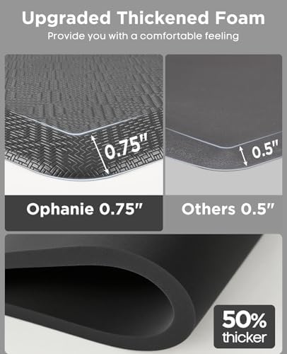 Ophanie Kitchen Mats for Floor,3/4 inch Thick,24x70 Anti Fatigue Cushioned Mat,Kitchen Rugs,Waterproof,Comfort Ergonomic Standing Mat for Office,Home,Sink with 99+ Pairs of Anti-Slip Bottom Ridges