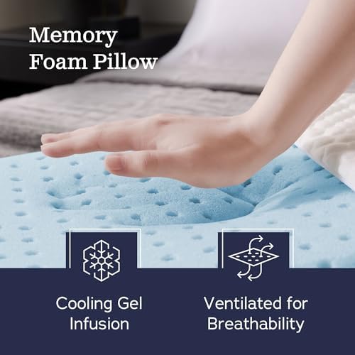 WEEKENDER Gel Memory Foam Pillow - Standard Size - Medium Firm Feel - Neck and Shoulder Support - Side & Back Sleepers - Home, Hotel, & Hospital Essentials - CertiPur Certified (Pack of 6)