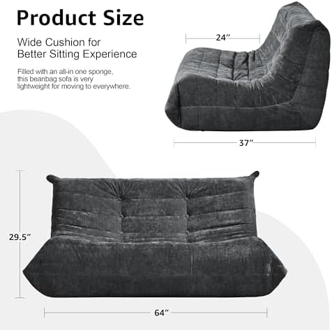 Hobestluk Large Bean Bag Chairs for Adults Fireside BeanBag Couch Togo Sofa