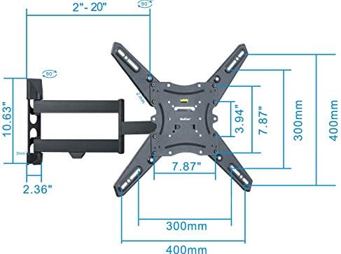 QualGear Qg-TM-021-Blk Universal Ultra Slim Low Profile Articulating Wall Mounting Kit for Most 23-Inch to 47-Inch and Some 55-Inch Led TVs, with 6ft HDMI V2.0 Cable, Black