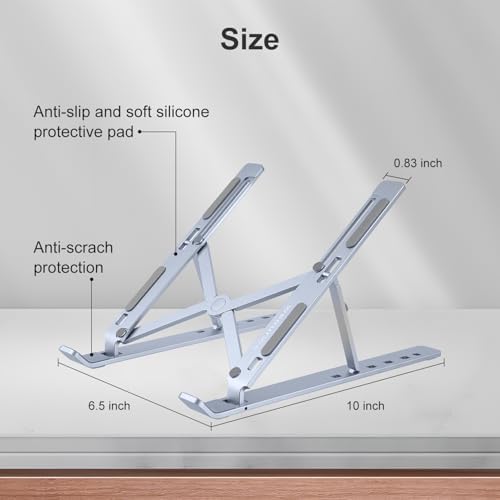 Ergonomic and Foldable Laptop Stand for Desk, Adjustable Riser, Fits All Laptops and Notebooks up to 17,Ultra-Thin,Ventilated Cooling,ABS+Silicone,Midnight.