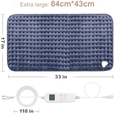VAAGHANM Heating Pad: 33 x 17 inches Electric Heating Pad for Back -Extra Large Heat Pad for Shoulder/Neck/Knee/Arms - Upgraded 6 Timer & 6 Temperature Controller -Auto Shut Off