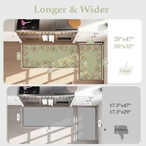 KIMODE Kitchen Mats for Floor Anti Fatigue,Farmhouse Kitchen Rugs Sets of 2