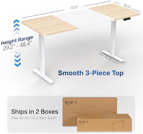 VIVO White/Light Wood 71 x 30 in Standing Desk, DESK-KIT-1W7WC