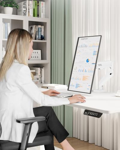 Single Monitor Desk Mount, 19-34 inch Adjustable Full Motion Monitor Arm, Computer Monitor Stand Holder with Clamp and Grommet Base, Fit 4.4 to 19.8lbs Screens, VESA Mount Bracket, White