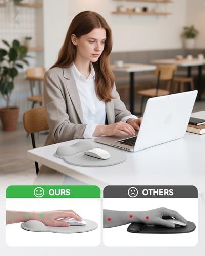 Mouse Pad with Wrist Rest, Ergonomic Mouse Pads for Desk, Office Non-Slip Mousepad with Gel Wrist Support(Light Gray, 10.6''L x 9''W) (Pack of 2)