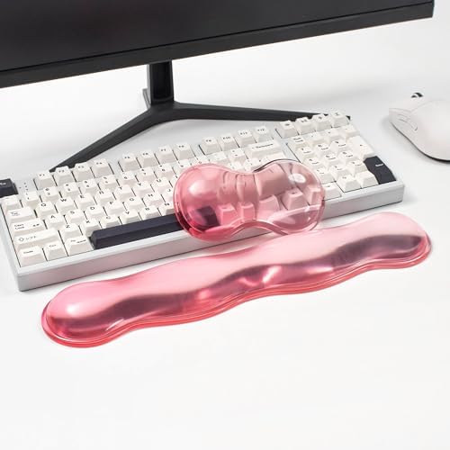 Gel Keyboard and Mouse Wrist Rest Set, Pink Wrist Pad for Computer Keyboard