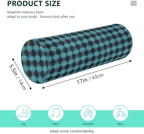 Outdoor Bolster Pillow Memory Foam Neck Roll Pillow Round Pillow Inserts Cylinder Memory Foam Pillow Knee Support Pillow Argyle Plaid Darkturquoise