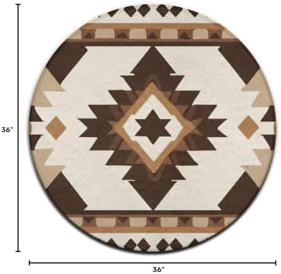 Circular Rugs Large Modern Round Area Rug Fashion Decor Mat for Home Office Aztec Native American Southwestern Boho Brown