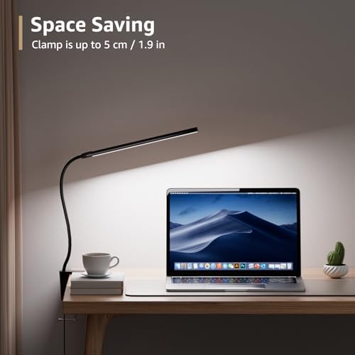 Lepro Clip on Desk Lamp, LED Reading Light with Clamp, 460LM 5W, Black