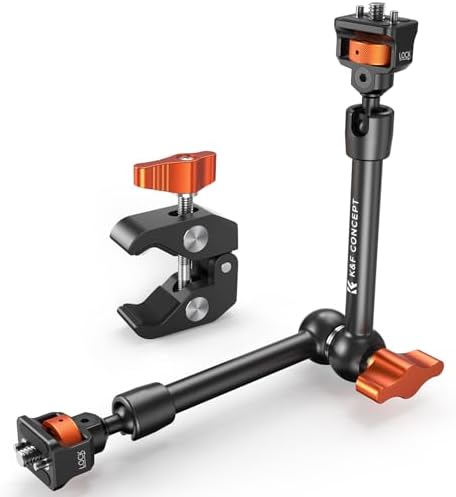 K&F CONCEPT 11" Magic Arm Clamp with Clamp ARRI 1/4" & 3/8" Thread Screw