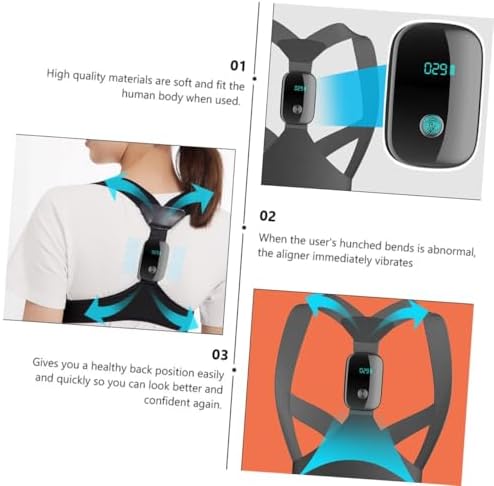 Electronic Posture Reminder Back Posture Corrector Belt for Adults and Upper Back Hunchback Correction Brace Shoulder Support, Black
