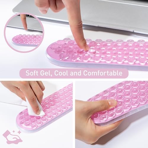 Gel Mouse & Keyboard Wrist Rest Set,Wrist Rest for Computer Keyboard,Mouse Wrist Support,Pain Relief,Cool Touch,Non-Skid