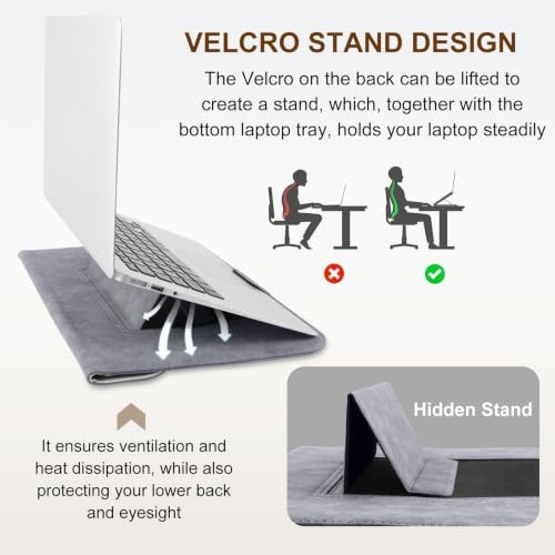 15-16 Inch Laptop Sleeve Case for MacBook Air 15/Pro 16/15 - Grey