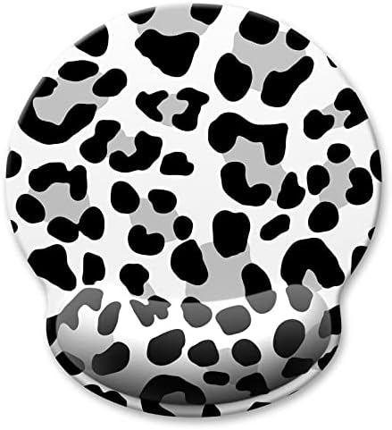 Ergonomic Mouse Pad with Wrist Support, White Leopard Memory Foam Wrist Rest Mouse Pads, Cute Computer Laptop Office Accessories Decor, Pain Relief Mousepad for Work Gaming Women Girls