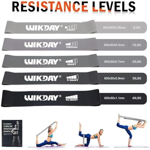 WIKDAY Exercise Resistance Bands with Handles for Working Out Workout Bands Set with Door Anchor for Physical Therapy, Yoga, Pilates