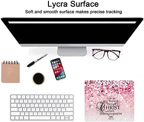 Pink Mouse Pads for Desk,Cute Bible I Can Do All Things Unique Design Computer Mousepad with Non-Slip Rubber Base for Women,Desk Pad Mousepads Computer Mouse Pads Laptop Wireless Mouse