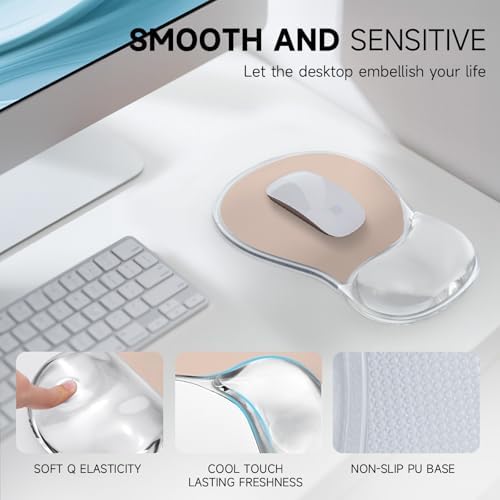 AUPET Ergonomic Mouse Pad with Gel Wrist Support – Non-Slip Mouse Mat with Comfortable Memory Gel Cushion – Relieves Wrist Pain – Designer Pattern for Home Office & Gaming (Flesh Color)