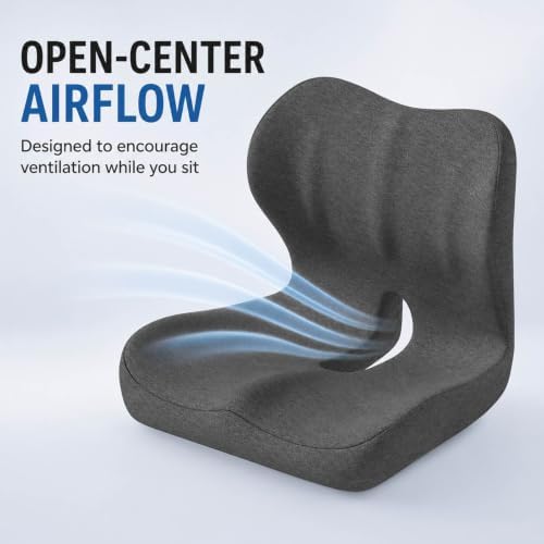 Orthopedic Cushion, Seat Cushion for Office Chair and Car, Ergonomic Memory Foam L-Shaped Integrated Seat Cushions, Lumbar Support & Tailbone Pain Relief for Office Chair (Pro-Double Gray)