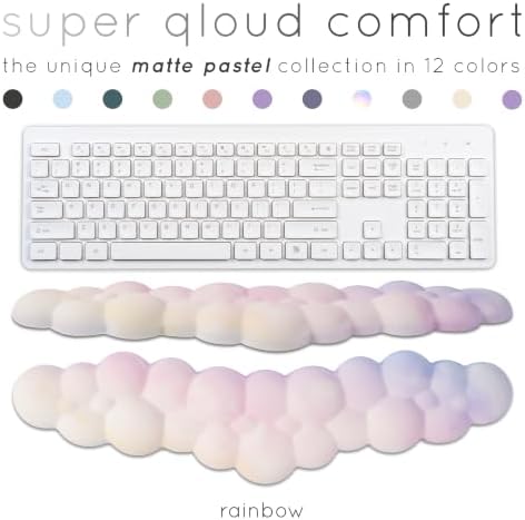 Rainbow Cloud Keyboard Wrist Rest – Create-ables Qloud Rainbow Wrist Rest for Computer Keyboard and Mouse, Ergonomic Memory Foam Wrist Pad with Non-Slip Base, Includes Cloud Mouse Pad