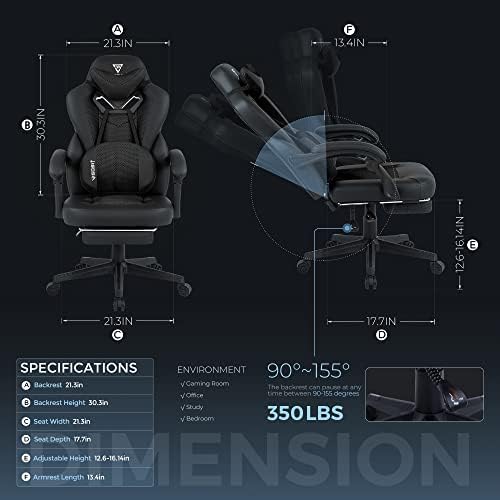 Vigosit Upgrade Gaming Chair PRO, Ergonomic Gaming Computer Chair Big and Tall (Black)