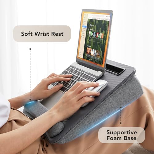 HUANUO Laptop Lap Desk with Cushion, Fit up to 15.6" Laptop, Gray