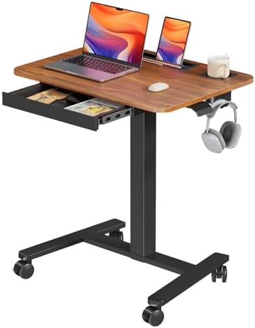 28" Mobile Standing Desk with Drawer, Portable Laptop Desk
