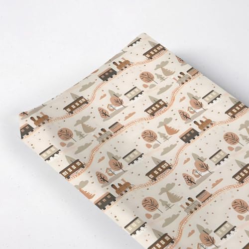 Cartoon Train Transportation Trees Pattern Baby Changing Pad Cover, Unisex Train Nursery Diaper Changing Table Pad Mat Sheet for Boys Girls-16x32
