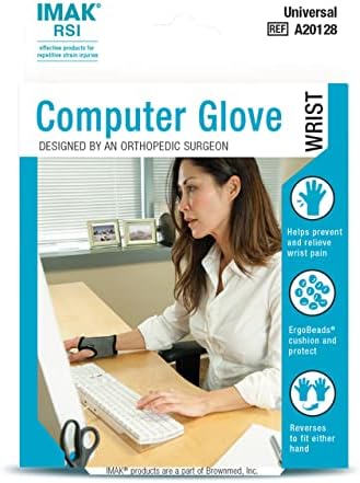 Brownmed IMAK RSI Computer Glove - Wrist Brace for Carpal Tunnel Relief - Compression Glove for Wrist & Hand Support