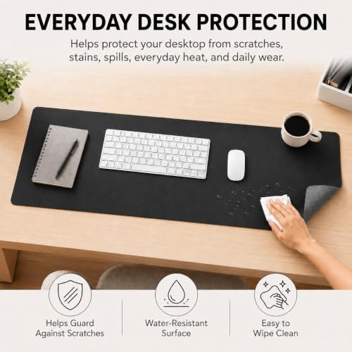 KTRIO Large Gaming Mouse Pad Desk Mat for Gamer, 31.5" x 11.8", Black PU
