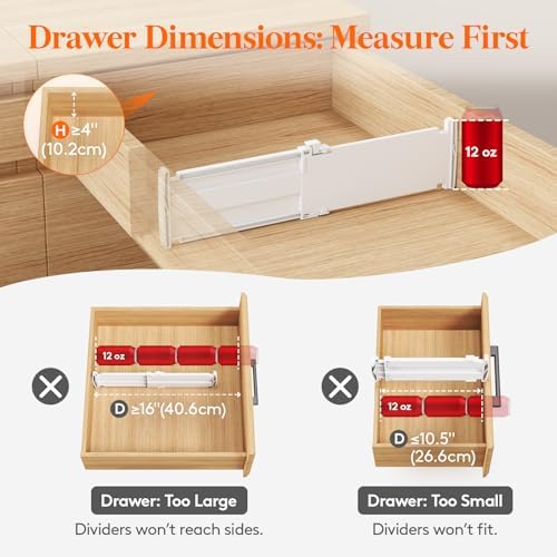 Lifewit 16 Pack 4" High Drawer Divider, Adjustable Drawer Organizer Clothes