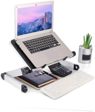 Housoutil Adjustable Height Laptop Stand Black Collapsible for Tablet Laptop Holder Ventilated Design Sturdy Sandblasted Aluminum Stand