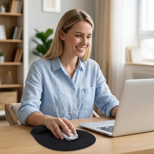 Silicone Wrist Rest Mouse Pad, Ergonomic Memory Foam Cushion, Non-Slip Rubber Base, Surface for Office, Gaming, Home - Comfortable Support to Reduce Wrist Fatigue (Black) 1Pcs