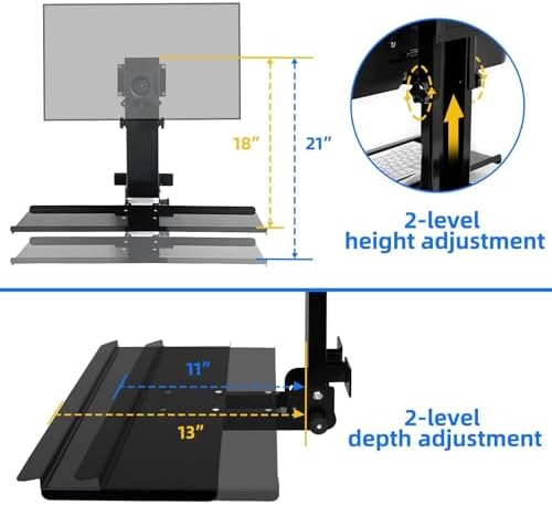 Monitor Wall Mount with Keyboard Tray and PC Wall Mount Set, Monitor and Keyboard Wall Mount Height Adjustable Fits 17"-32" Computer Screens, All in One PC Wall Mount with VESA Standard, 26" Wide Plat