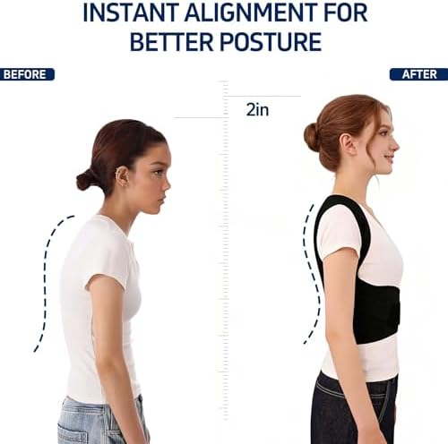 Posture Corrector for Women and Men Back Brace Shoulder Straightener Hunchback Adjustable Support Upper Comfy Correction Upgraded Lightweight Hump Pain Relief Scoliosis Lumbar Spine Black Medium